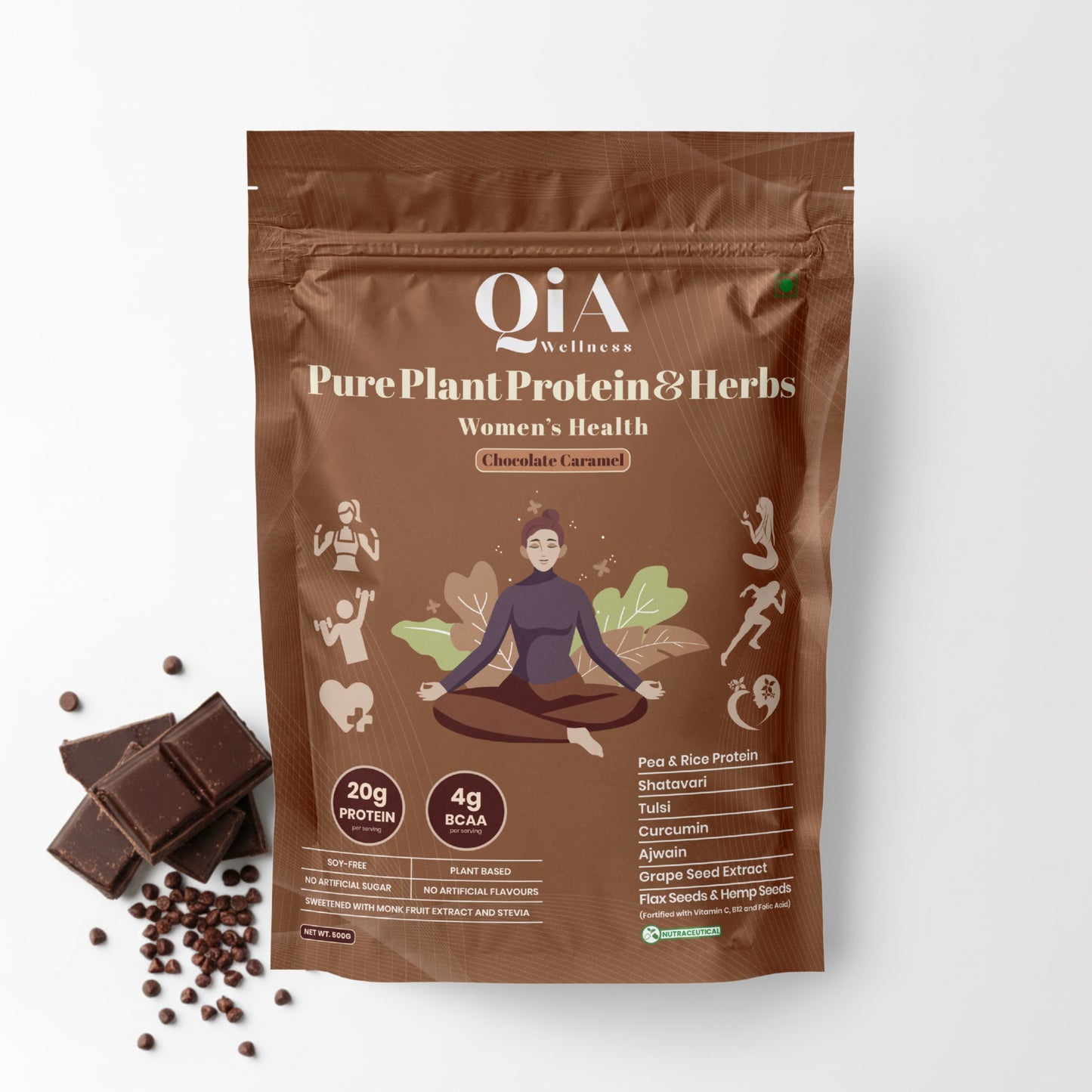 Superfood Plant Protein for Women | Chocolate Caramel - Qia Wellness