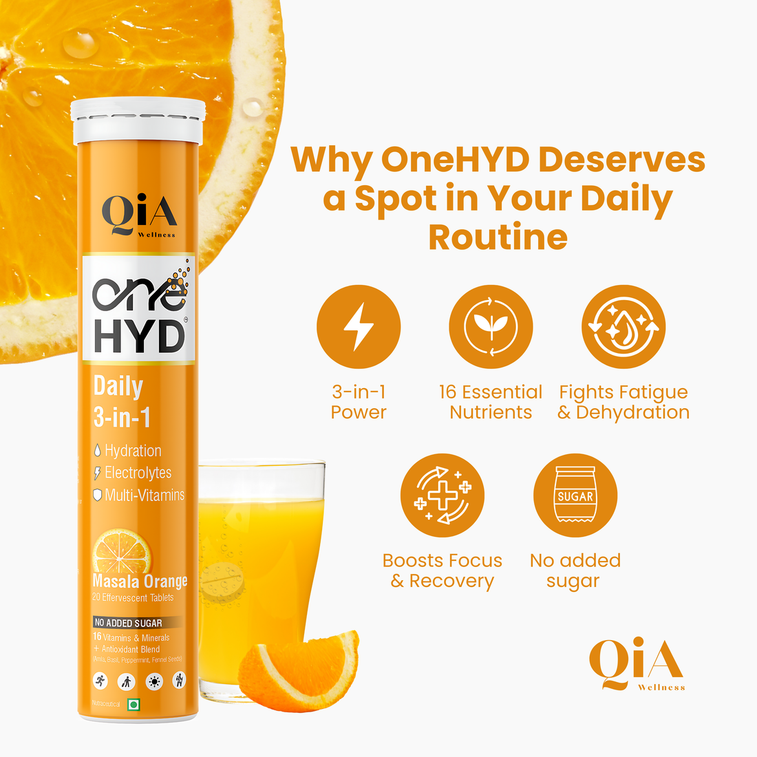 OneHyd –  Instant Hydration &amp; Multi Vitamins Fizzy tabs. Zero sugar