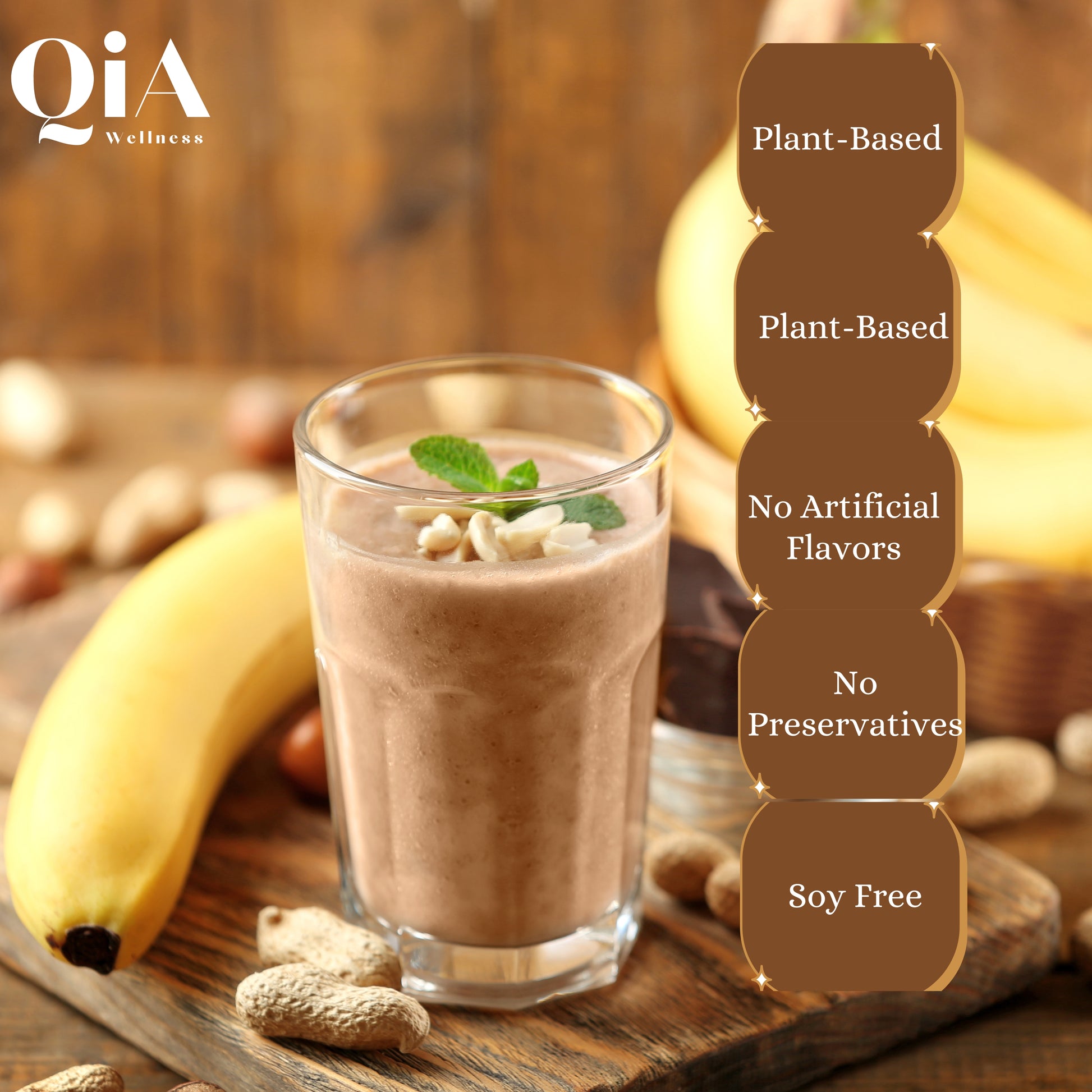 Superfood Plant Protein for Men | Chocolate Peanut Butter Flavor - Qia Wellness