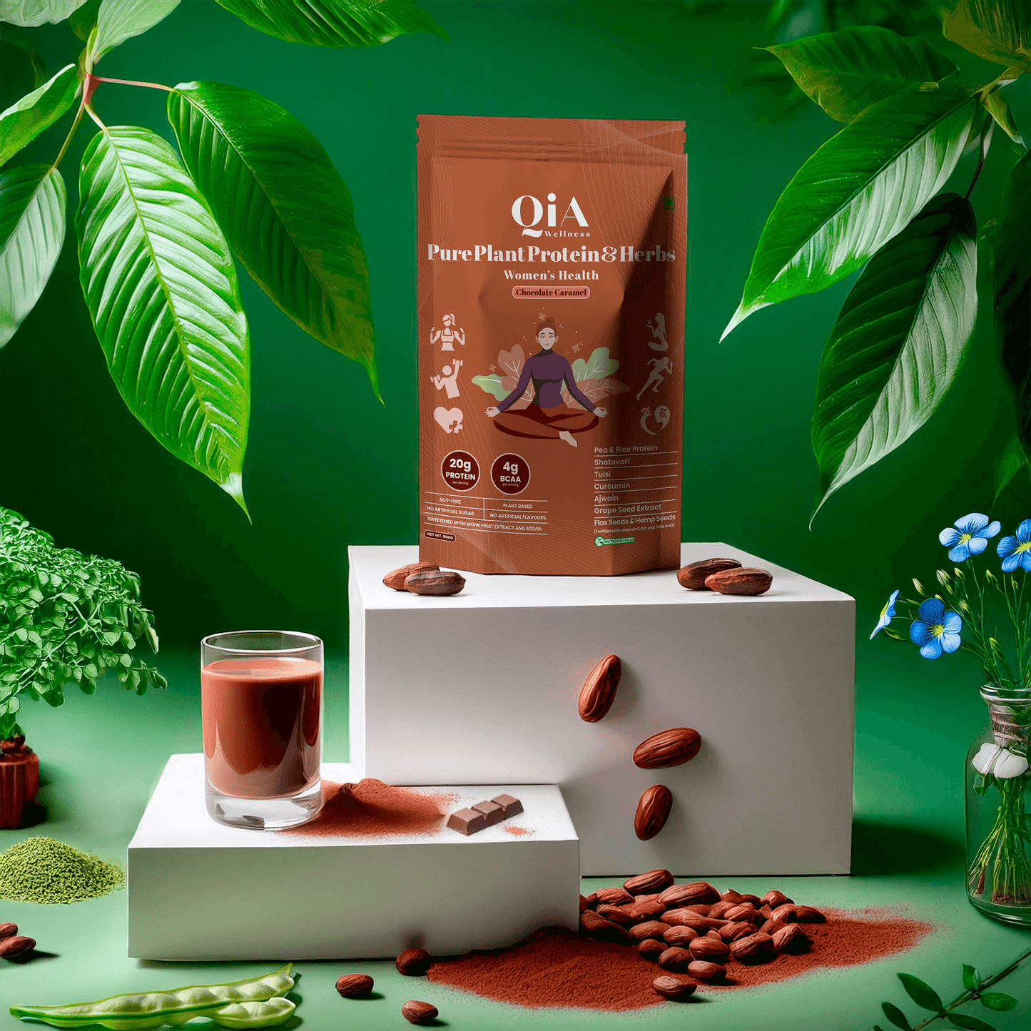 Superfood Plant Protein for Women | Chocolate Caramel - Qia Wellness