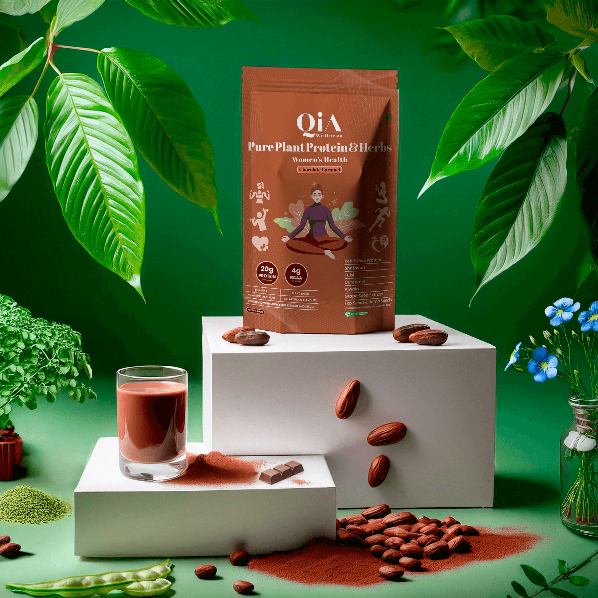 Superfood Plant Protein for Women | Chocolate Caramel - Qia Wellness