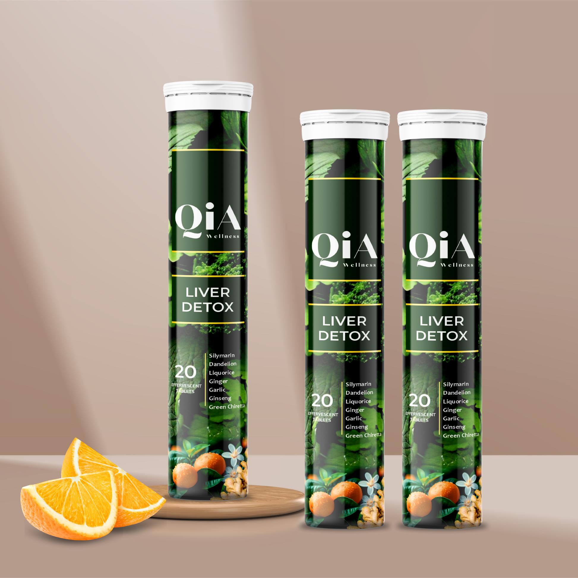 Liver Detox Fizzy Tabs | Vegan | Superherbs | Vitamin B9 | Vitamin B12 | No Added Sugar - Qia Wellness